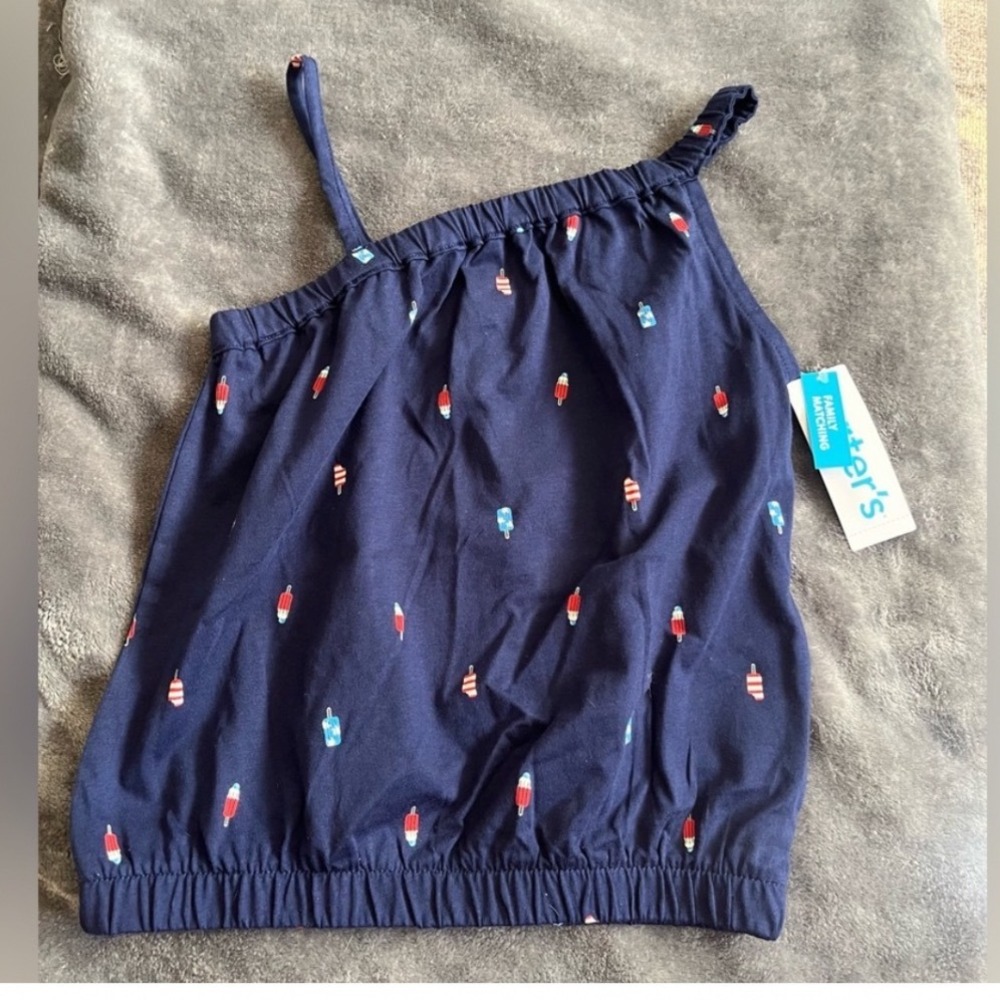 Carter's Girls 6X‎ Tank Top Navy Americana Popsicle Print Sleeveless NWT
